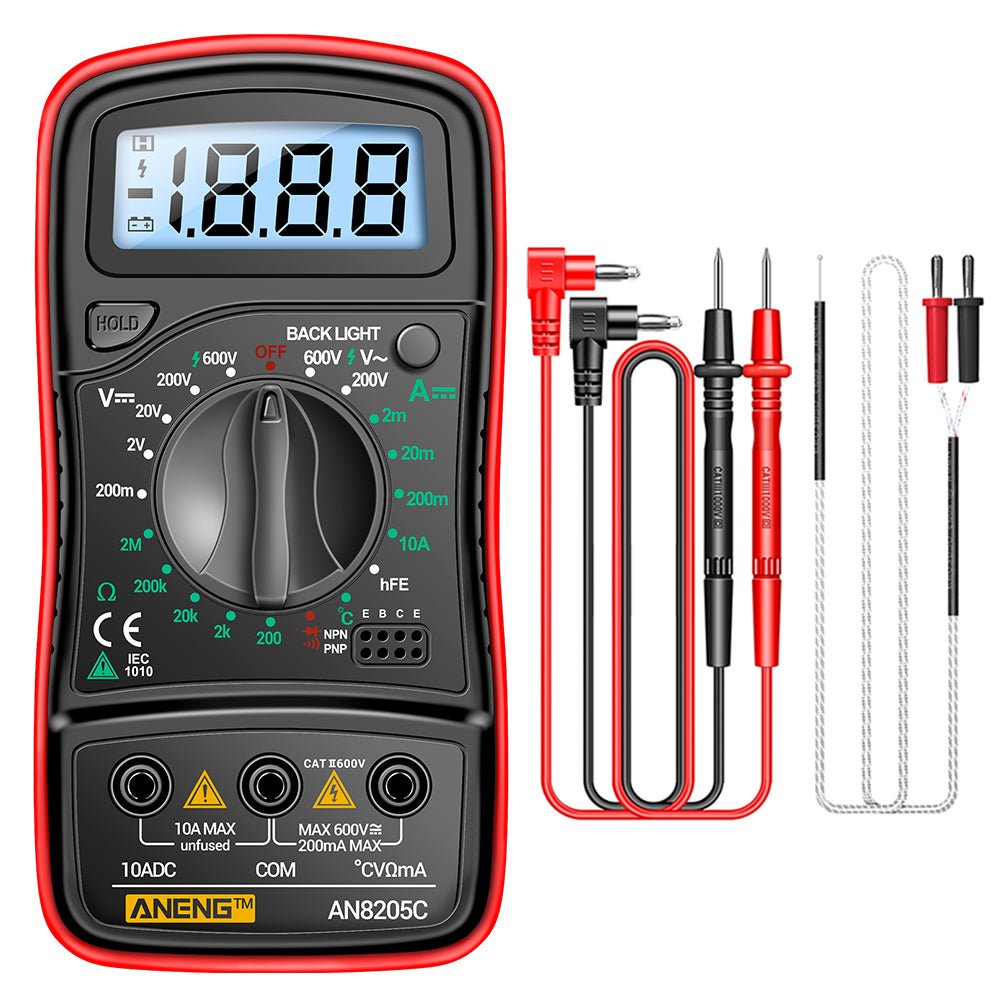 ANENG AN8205C Digital Multimeter AC/DC Ammeter Volt Ohm Multimetro Tester Meter With Thermocouple LCD Backlight Portable - ANENG TOOLS