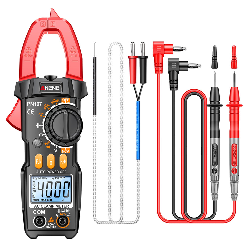 ANENG PN107 Auto Digital Clamp Meter CAT II 600V AC/DC Voltage Multitester True RMS 4000 Count Electrical Multimeter Tester - ANENG