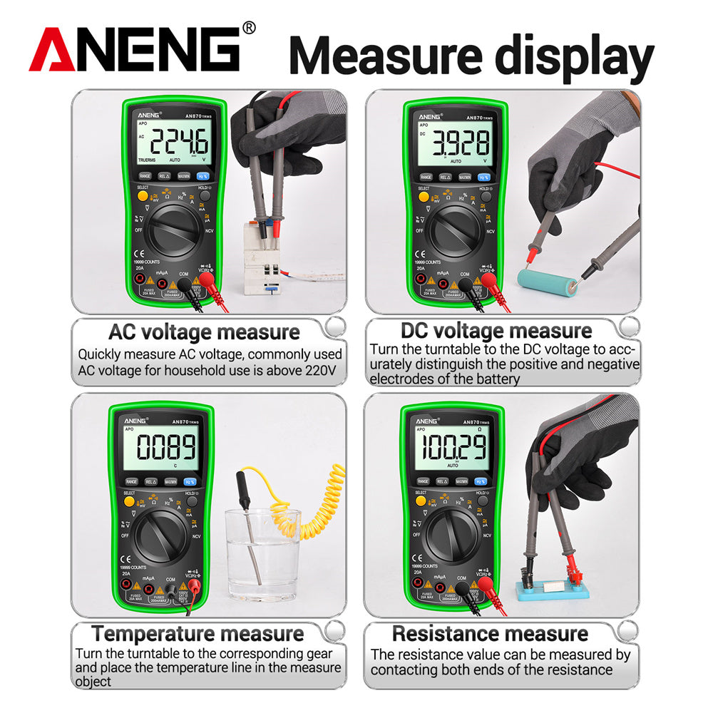ANENG AN870 Digital Multimeter 19999 Counts True Rms Multimeters Transistor Tester Voltimetro Profesional Capacitance Meter
