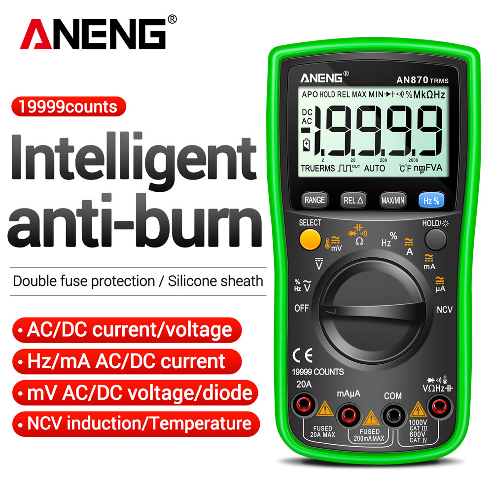 ANENG AN870 Digital Multimeter 19999 Counts True Rms Multimeters Transistor Tester Voltimetro Profesional Capacitance Meter