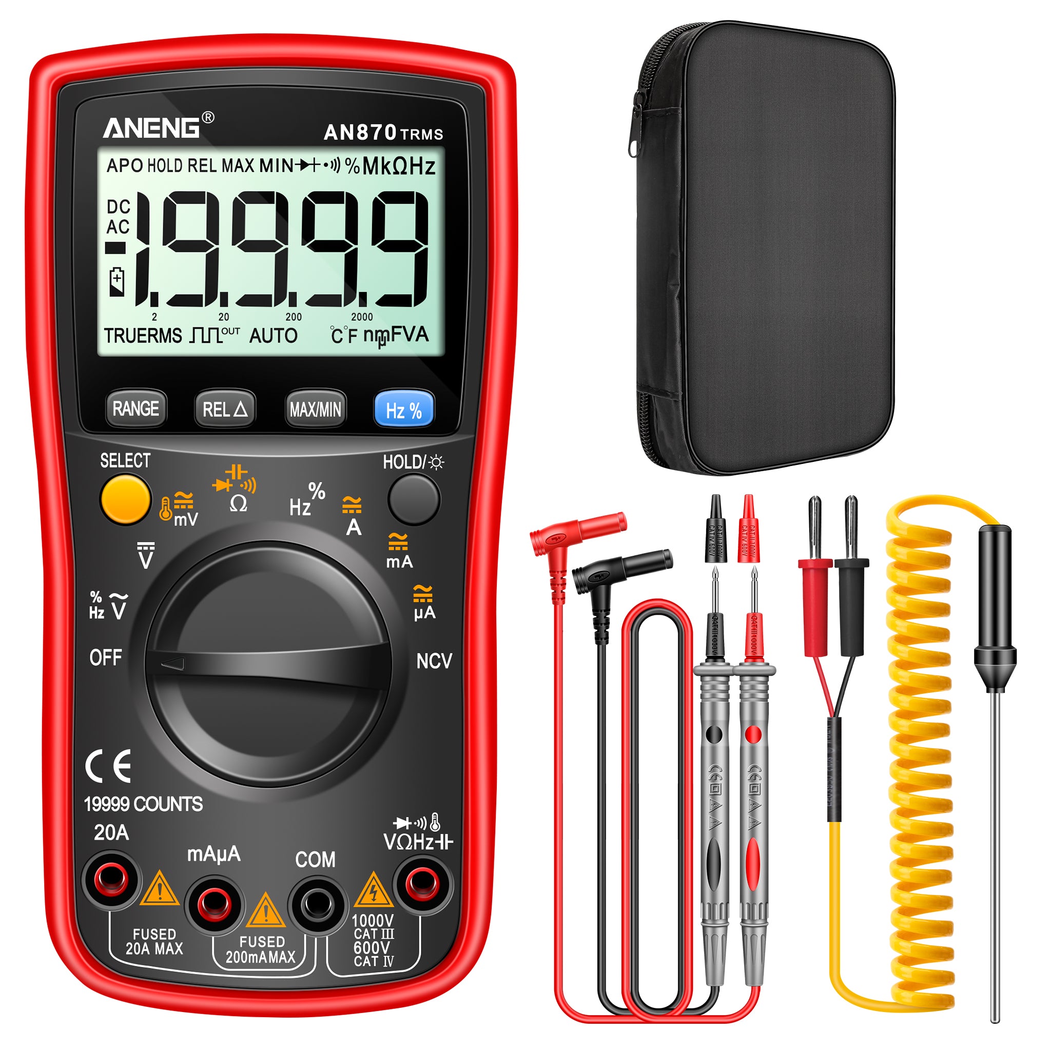ANENG AN870 Digital Multimeter 19999 Counts True Rms Multimeters Transistor Tester Voltimetro Profesional Capacitance Meter