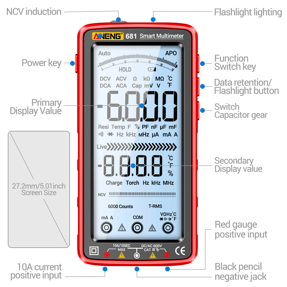 ANENG 681 Rechargable Digital Multimeter
