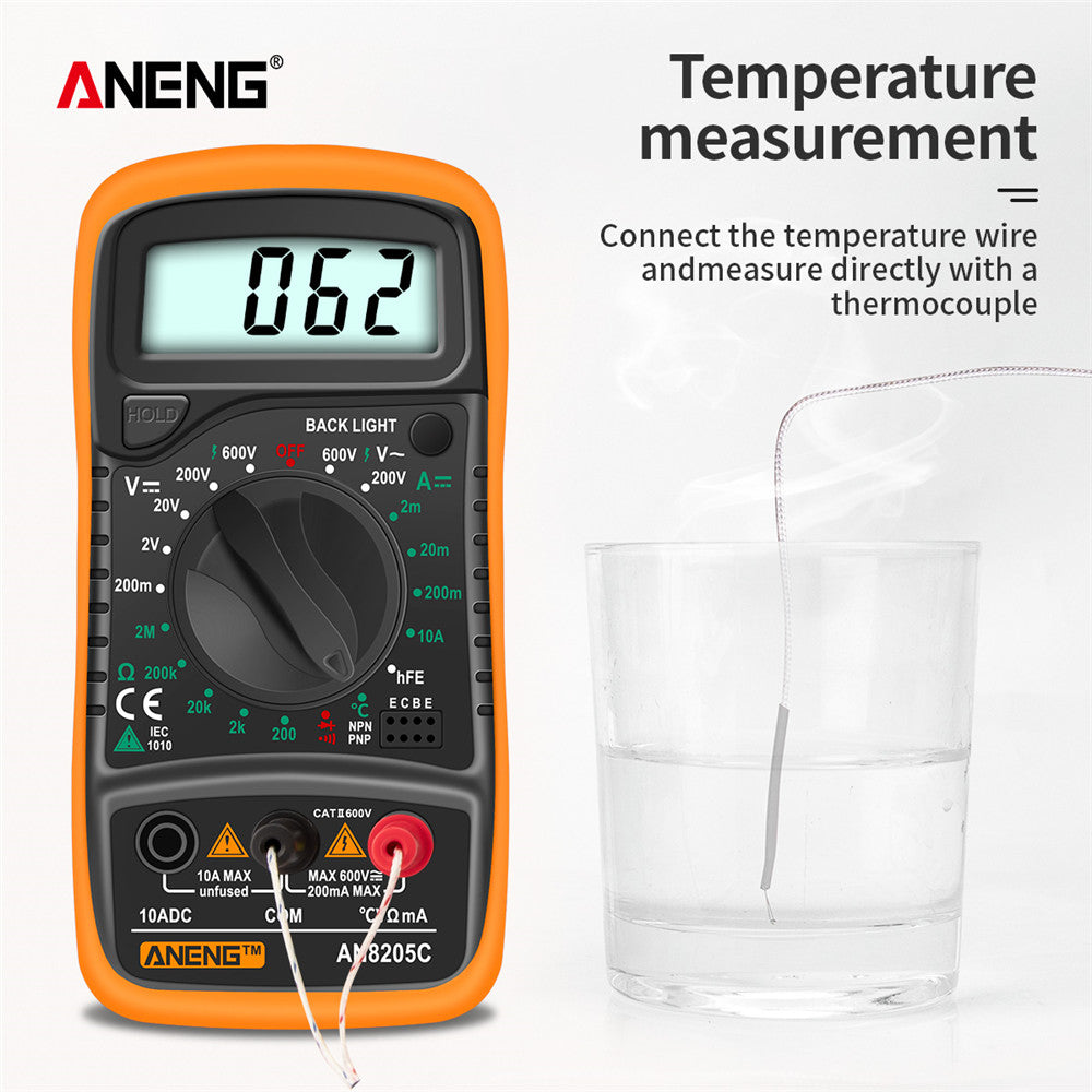 ANENG AN8205C Digital Multimeter AC/DC Ammeter Volt Ohm Multimetro Tester Meter With Thermocouple LCD Backlight Portable
