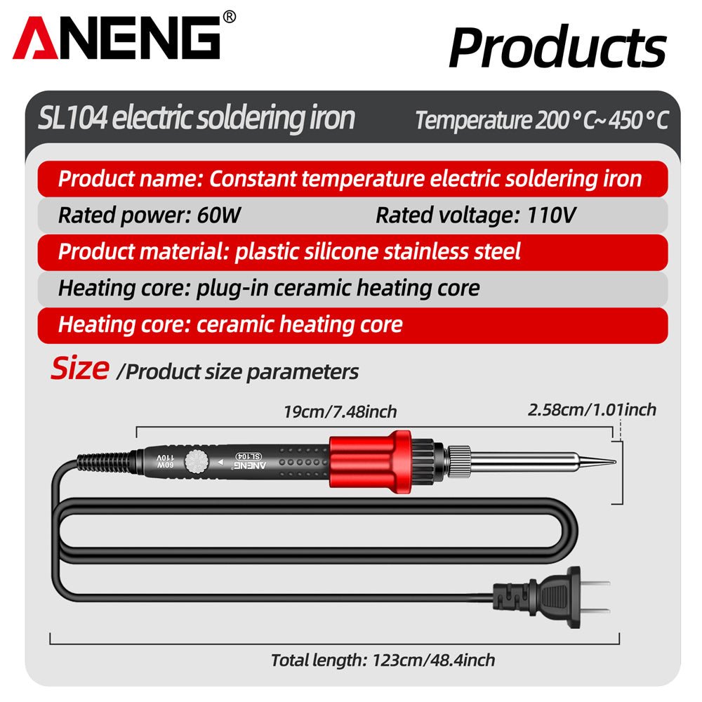 ANENG SL104 Electric Soldering Irons Adjustable Temperature Welding Solder Rework Station Heat Pencil Tip Repair Tools 110V - ANENG