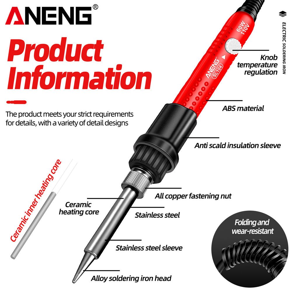 ANENG SL104 Electric Soldering Irons Adjustable Temperature Welding Solder Rework Station Heat Pencil Tip Repair Tools 110V - ANENG TOOLS