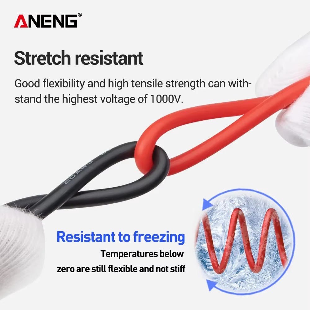 PT1034 Silicone Multimeter Test Lead + Crocodile Test Clip 1000V Flame Retardant Needle Probe - ANENG TOOLS